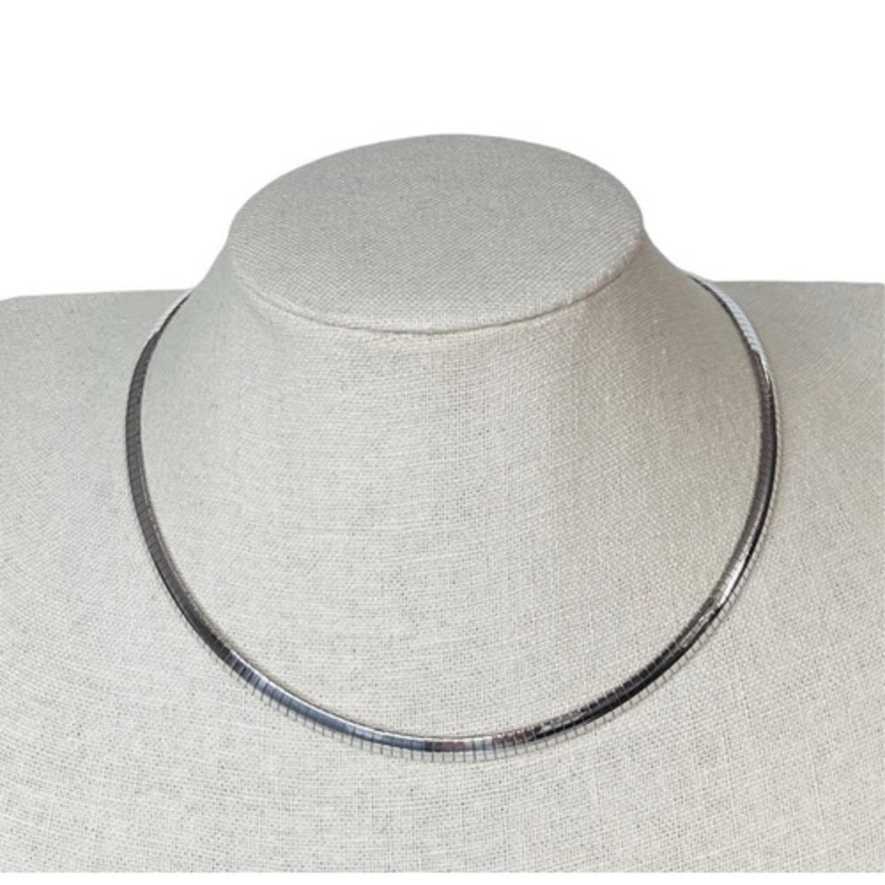 Italian Genuine Solid Sterling‎ Silver 6mm 18" Omega Chain Layering Necklace
